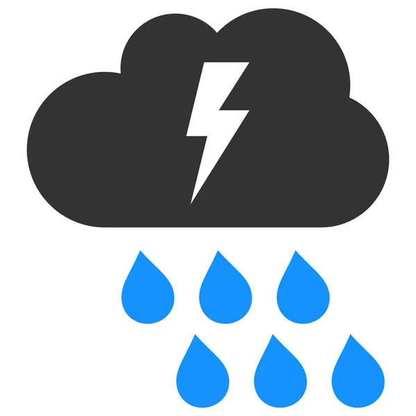 雷暴栅形图标平面图解 — 图库照片