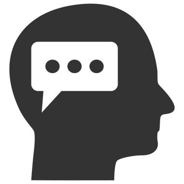 Düşünen Beyin Raster Simgesi Düz Çizim