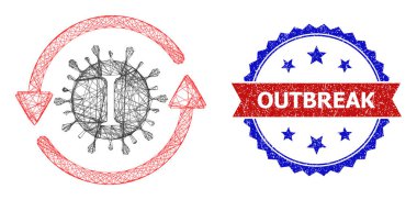 Net Yota Coronavirüs Güncelleme Ağ ve Grunge Çift Renkli Salgın Mührü