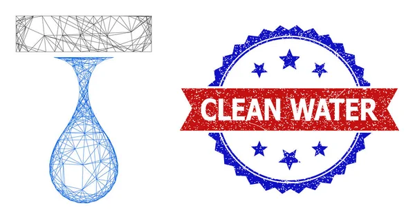 Escovado gotejamento gota Web Mesh e impuro Bicolor Clean Water Stamp — Vetor de Stock