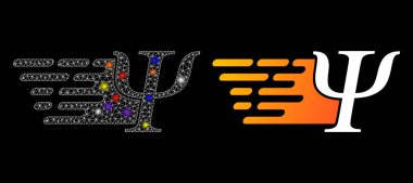 Parlak Renkli Işık Benekleriyle Ağ Psi Enerji Simgesini Patlat