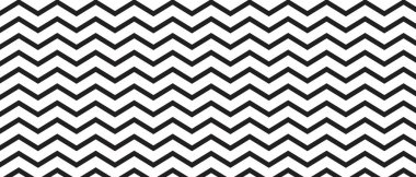 Tekrarlanan paralel yatay zikzak çizgileri. Siyah çizgili çizgiler beyaz arka planda izole edilmiş. Tırtıklı çizgili doku. Asgari grafik baskı. Basit tekstil tasarımı. Vektör illüstrasyonu.