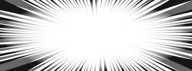 Beyaz arka planda radikal siyah ve gri çizgiler. Çizgi roman vurgusu ya da etki. Manga kitap şablonu. Patlama ya da patlama, güç ya da dikkat, hareket ya da güç çizgi film tasarımı. Vektör illüstrasyonu.