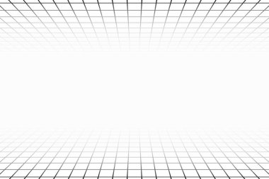 Üst ve alt perspektif ızgaraları sonsuzluğa doğru kayboluyor. Döşeme ve tavan dokusu. Kareli düzlem desenleri. Kareli yüzeyler. Geometrik tasarım. Örgü arka plan. Vektör grafik ilüstrasyonu.
