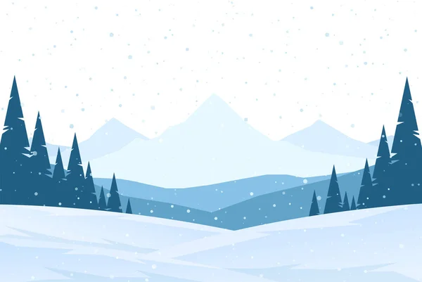 Kış karlı dağları Tepeler ve çam ağaçları ile manzara.