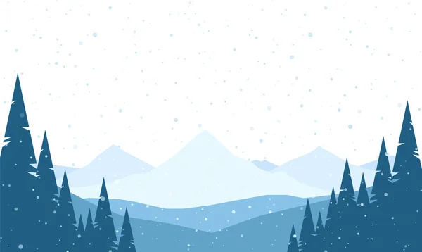 Зимовий вектор Гірський пейзаж з соснами ліс — стоковий вектор