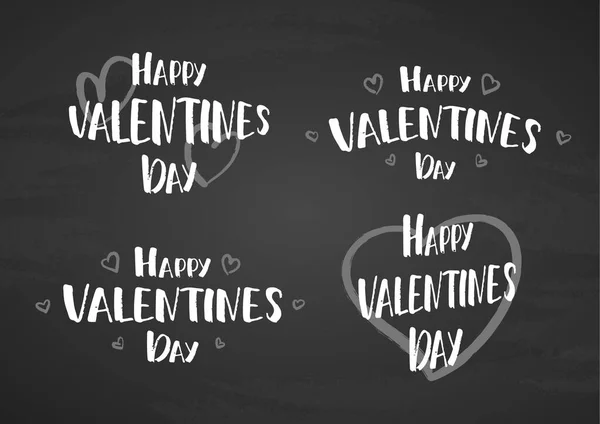 Vector Illustration Set Hand Drawn Lettering Quotes Happy Valentine Day — Stock Vector