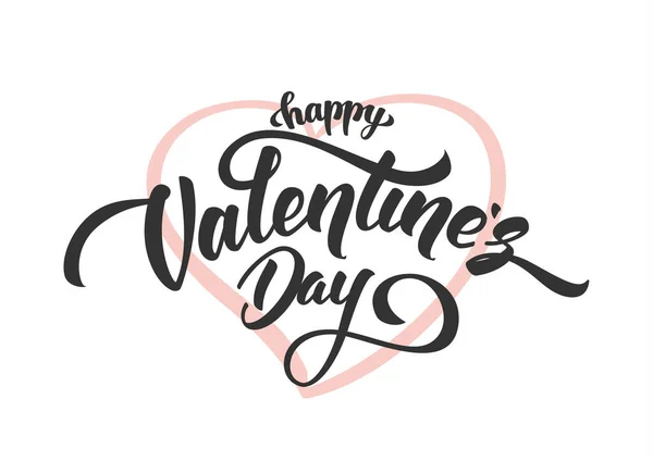 Vector Illustration Handwritten Elegant Modern Brush Lettering Happy Valentines Day — Stock Vector