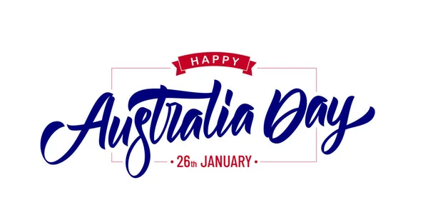 Beyaz zemin üzerinde Mutlu Avustralya Günü 'nün el yazısı modern fırça harfleri
