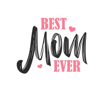 En İyi Anne ve Kalplerin el yazısıyla yazılmış tebrik kartı. Anneler Günün kutlu olsun..