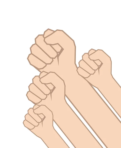Fists Hands White Background — Stock Vector