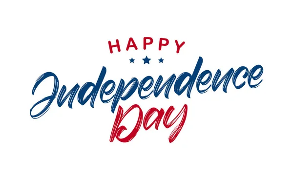 Handwritten lettering of Happy Independence Day. Fourth of July. Typographic design. — Stock Vector