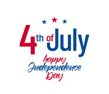 Vektör illüstrasyonu: Beyaz zemin üzerinde 4 Temmuz 'un tipografik harfleri. Bağımsızlık Gününüz kutlu olsun..