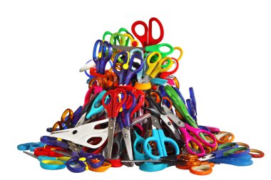 Çocuk makas solated arka plan üzerinde renkli dağ.