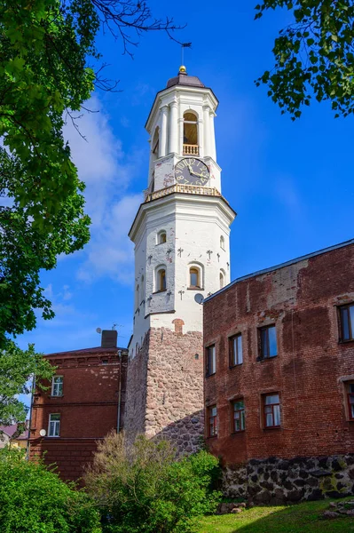 Vyborg Ruská Federace Září 2020 Vyborg Clock Tower Zvonice Vyborgské — Stock fotografie