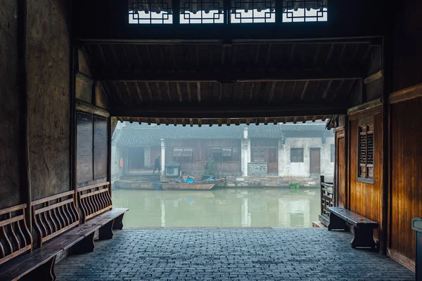 Wudzen China Maart 2012 Plaats Wachten Instapboten Wudzen Een Stad — Stockfoto