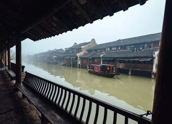 Wuzhen Cina Marzo 2012 Antichi Edifici Lungo Canale Wuzhen Una — Foto Stock