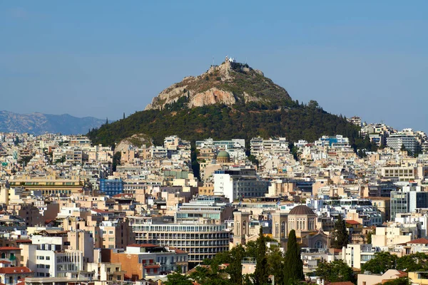 Atenas Grecia Junio 2021 Monte Lycabettus Una Colina Tiza Situada — Foto de Stock