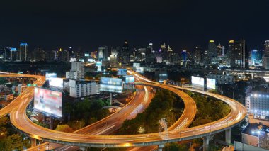 Nighttime view of the Thai capital clipart