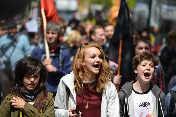 Protesters rally against public sector — Stock Photo, Image