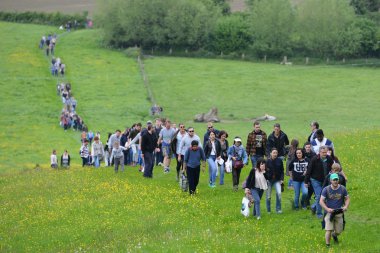 The traditional cheese rolling races in Brockworth, UK.