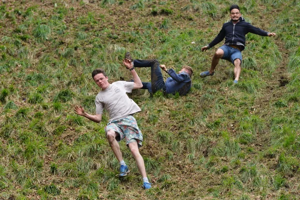 The traditional cheese rolling races in Brockworth, UK. — Stok fotoğraf