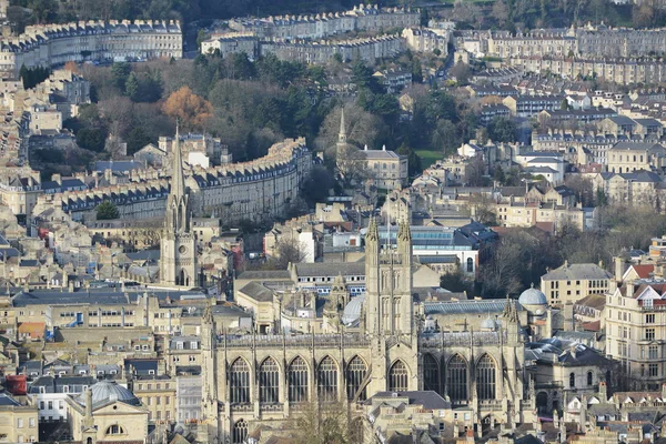 Vista aérea da abadia de Bath na pitoresca cidade de Bath — Fotografia de Stock