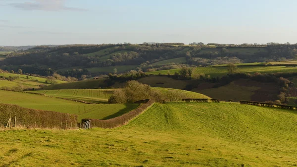Schilderachtig uitzicht op landbouwgrond velden — Stockfoto
