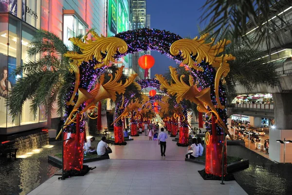Bangkok Tailândia Fevereiro 2012 Lanternas Decorações Chinesas Vermelhas São Vistas — Fotografia de Stock