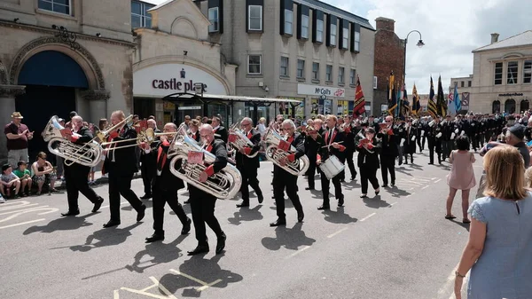 Trowbridge Reino Unido Junho 2019 Soldados Exército Marcha Participam Desfile — Fotografia de Stock