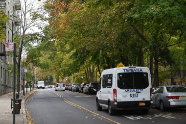 Sonbahar sokağındaki yol manzarası
