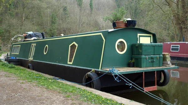 A Scenic View of Narrow Boats on a Canal