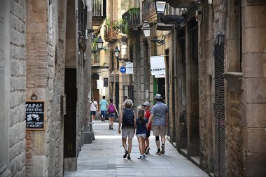 Barselona, İspanya 'nın sokak manzarası 