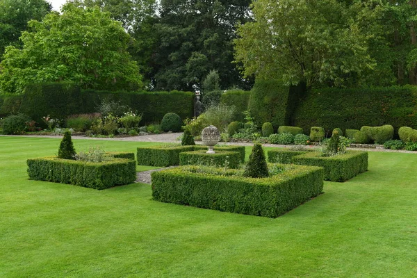 Topiary Landschaftsplanung Einem Formellen Englischen Garten — Stockfoto