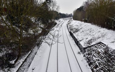 View of Railway Tracks in the Snow