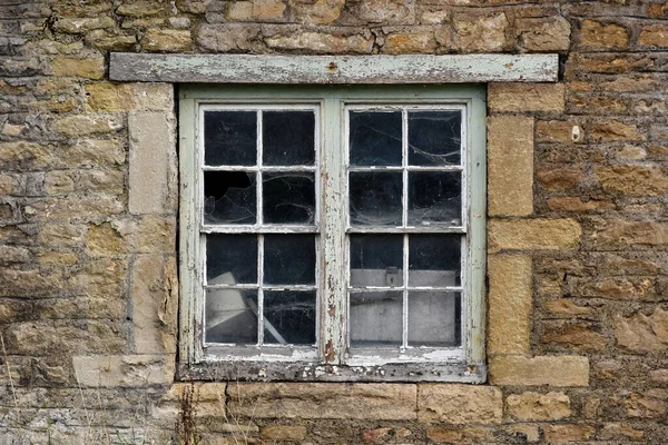 Okno Zeď Starého Domu Kamenné Chalupě — Stock fotografie