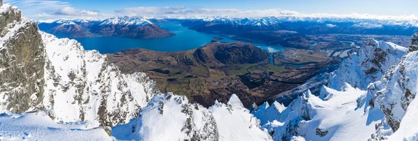 Letecký pohled na Frankton a jezero Wakatipuqueenstown, Nový Zéland — Stock fotografie