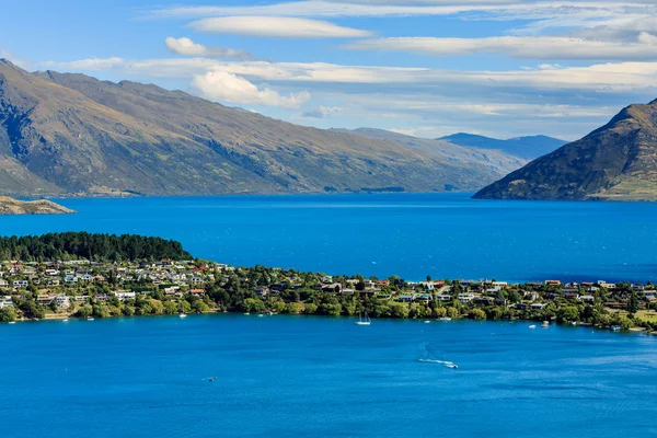 Vista aérea da paisagem urbana de Queenstown Nova Zelândia — Fotografia de Stock