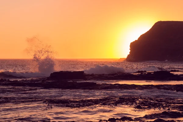 Złoty zachód słońca nad zatoką Curio — Zdjęcie stockowe