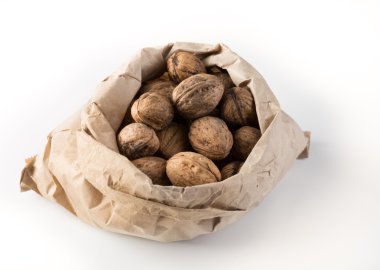 beyaz izole kağıt torba ceviz