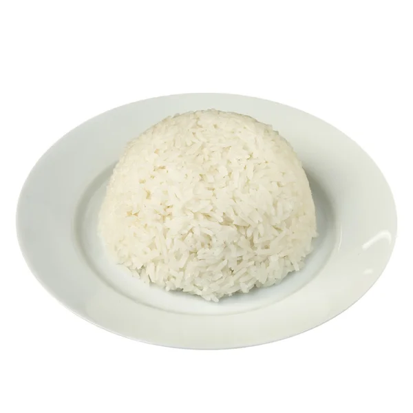 Düz haşlanmış Yasemin pirinç beyaz izole — Stok fotoğraf