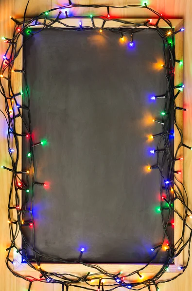 Boże Narodzenie światła ramki na tablicy — Zdjęcie stockowe