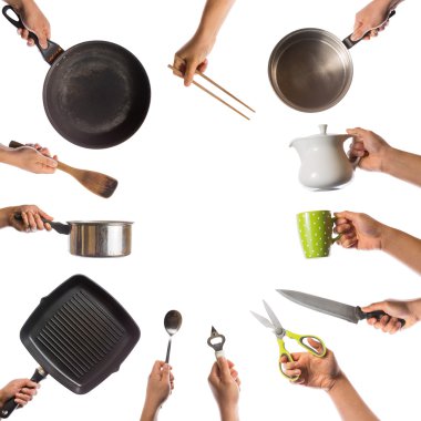 mutfak aletleri ile el