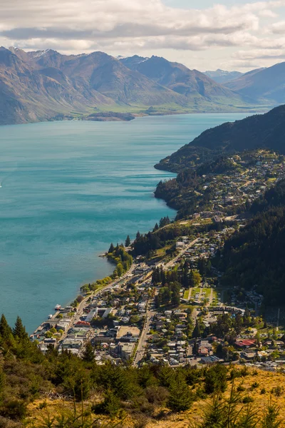 Pohled na Queenstown a Lake Wakatipu — Stock fotografie