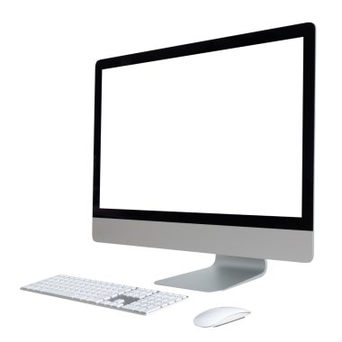 Beyaz ekran ile masaüstü bilgisayar
