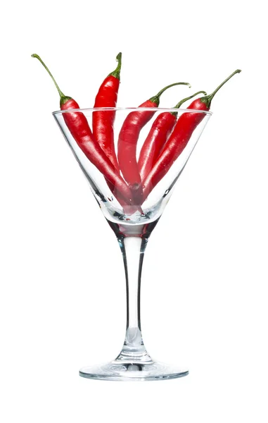 Chili Peppers в стакане мартини — стоковое фото