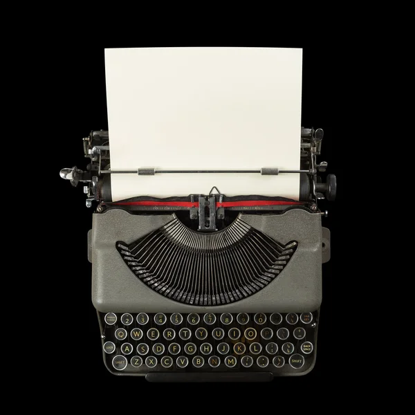 Ročník psací stroj izolovaných na černém pozadí — Stock fotografie