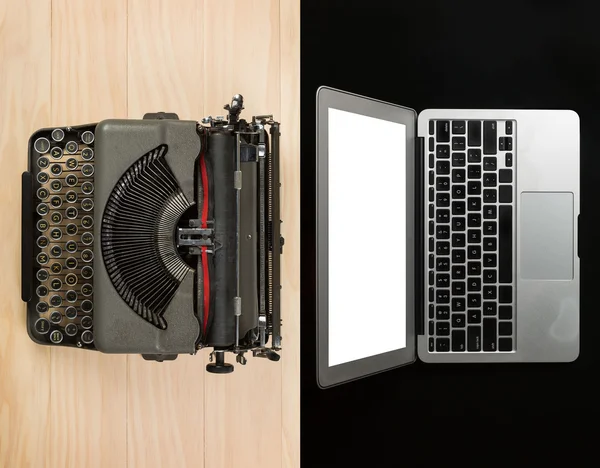comparison between computer laptop and typewriter