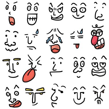 vektör çizgi film yüzü kümesi