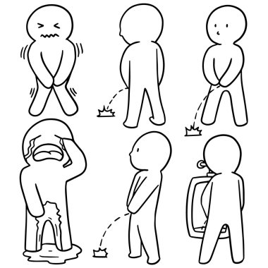vector set of man peeing clipart